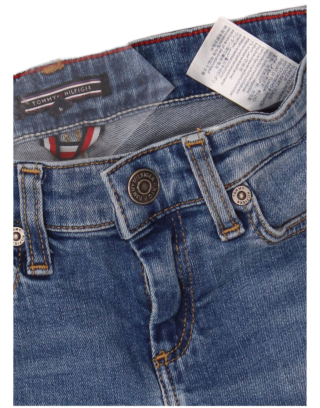 TOMMY HILFIGER Meninos Jeans Slim 5-6 Anos W22 L21 Azul Algodão