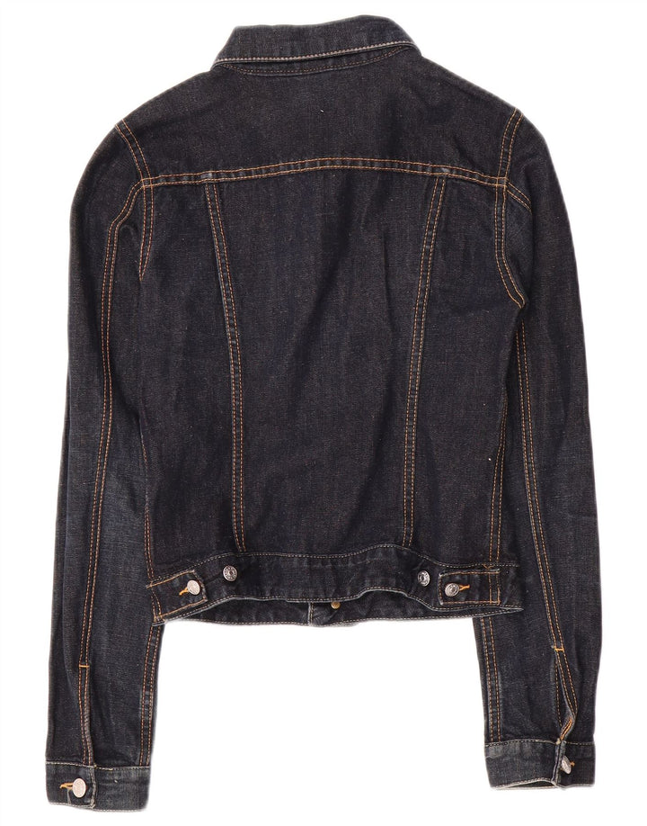 Jaqueta jeans feminina Diesel UK 10 pequena azul marinho linho