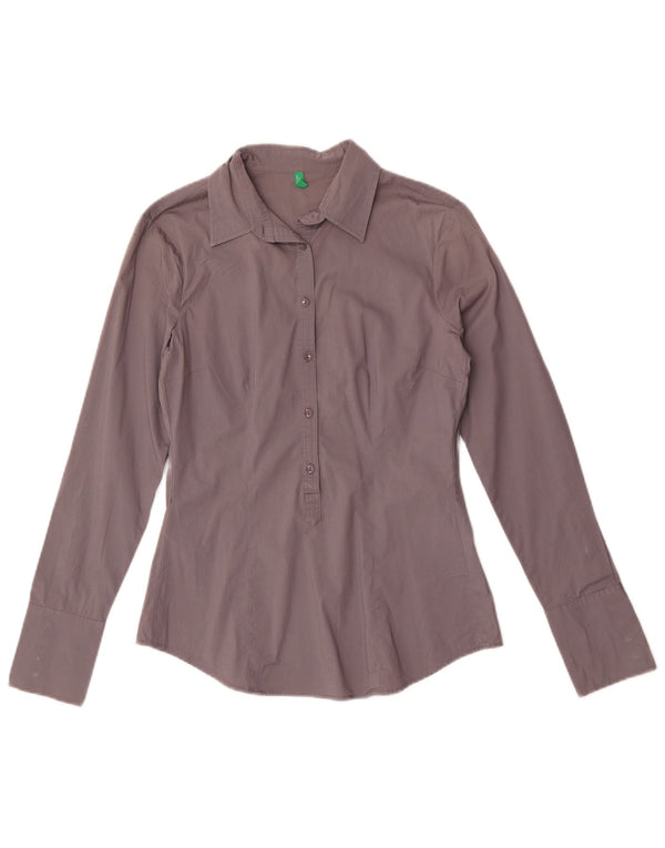 Pulôver feminino Benetton UK 10 pequeno algodão cinza