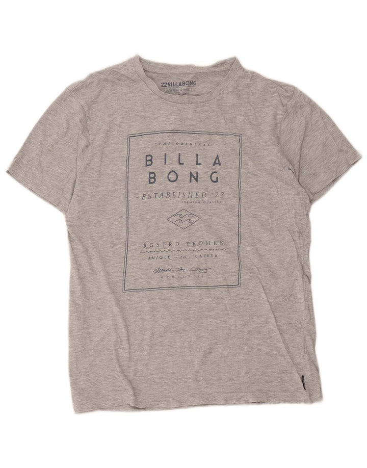 Camiseta masculina gráfica Billabong algodão manchado cinza médio