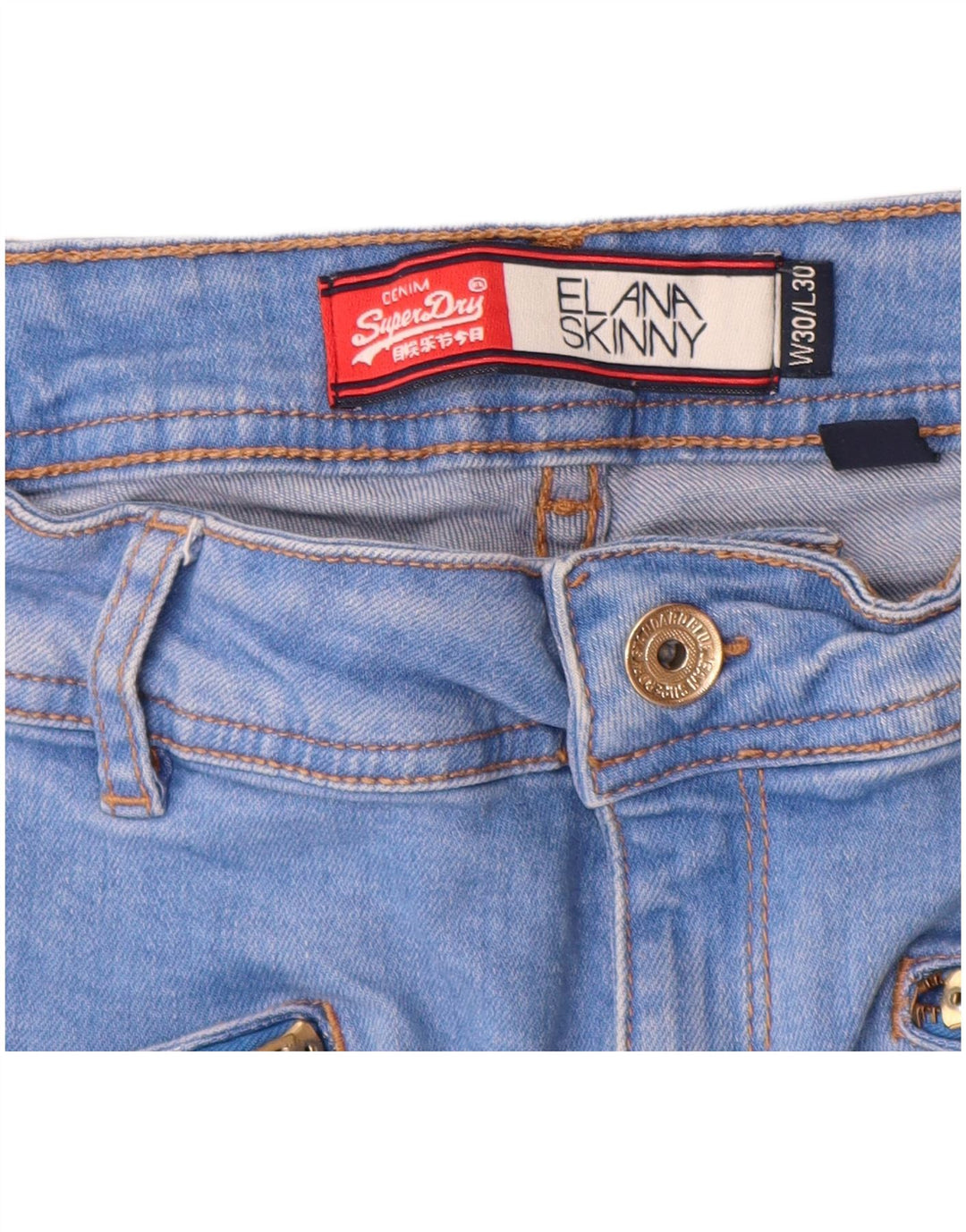 Superdry Womens Elana Skinny Denim Shorts W30 Médio Azul Algodão