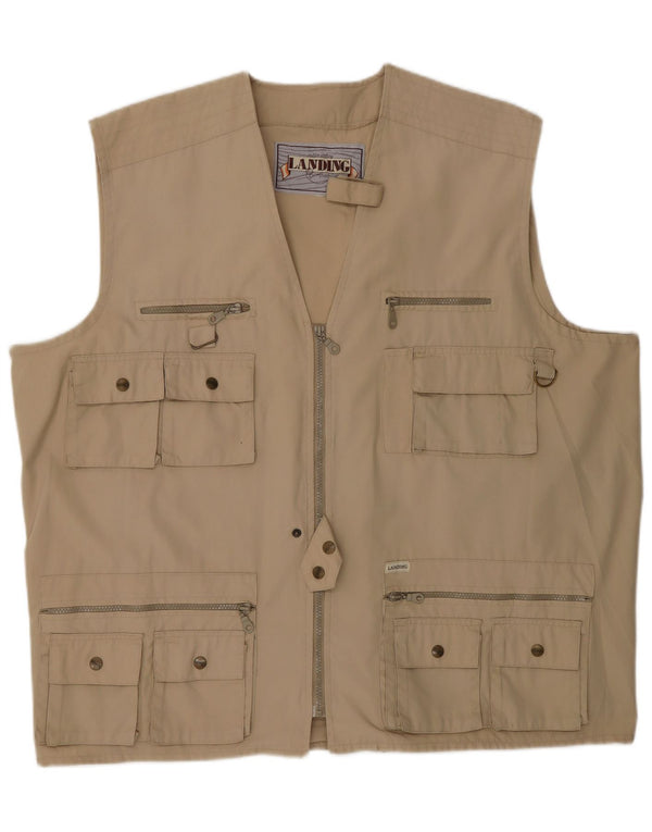 Colete utilitário masculino vintage UK 42 XL algodão bege