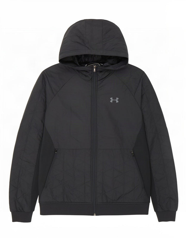 Jaqueta acolchoada com capuz masculina Under Armour UK 40 grande poliéster azul marinho