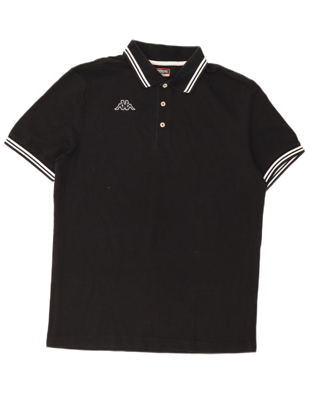 Camisa polo masculina Kappa grande listrada preta