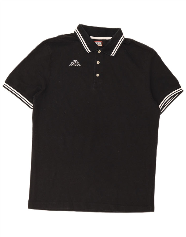 Camisa polo masculina Kappa grande listrada preta