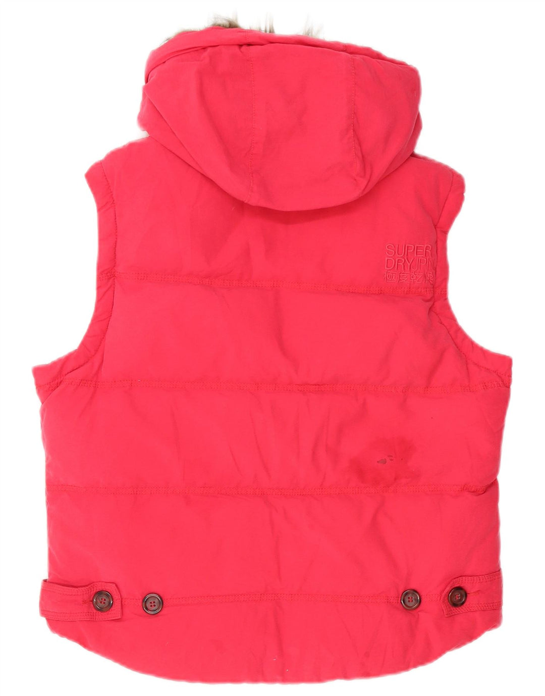 Colete acolchoado com capuz feminino SUPERDRY UK 16 grande algodão rosa