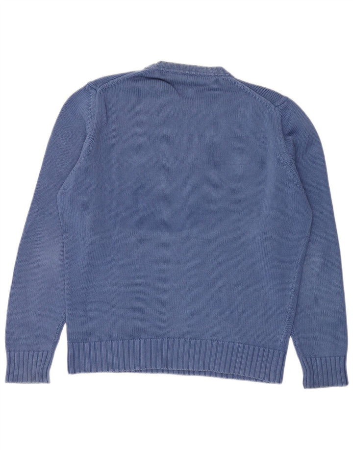 Zara Suéter masculino com gola redonda e algodão azul médio