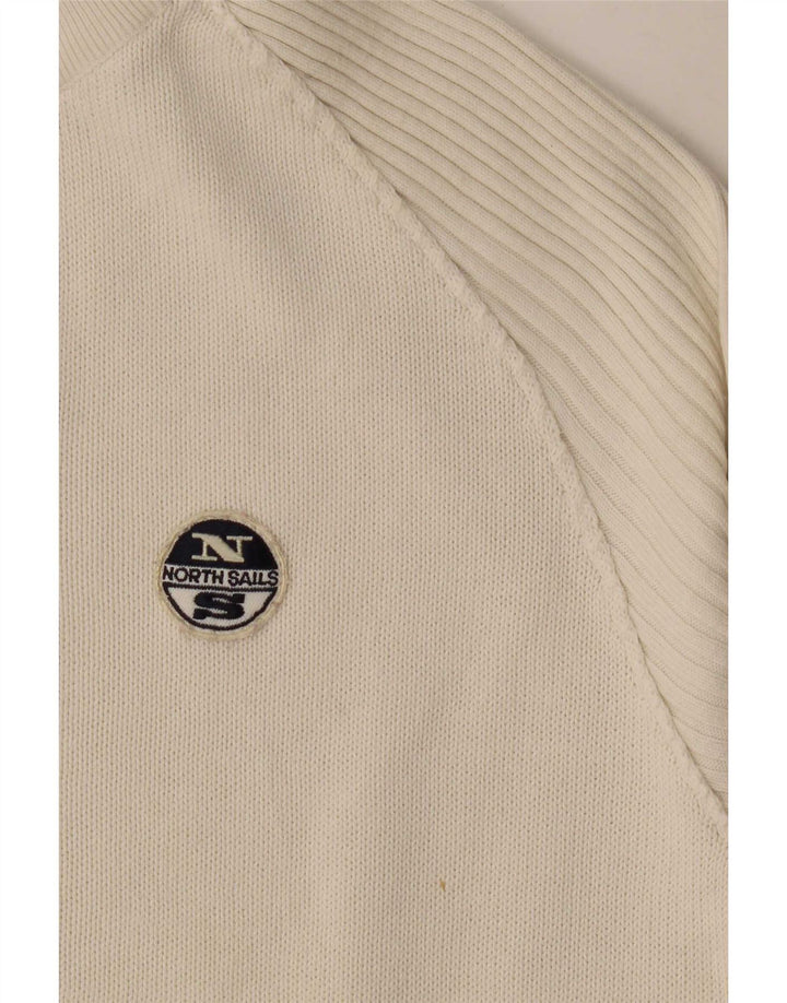 Suéter masculino North Sails com zíper e gola grande de algodão bege