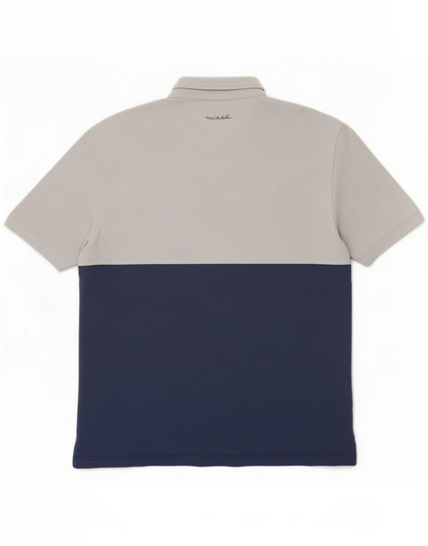 Camisa polo masculina Travis Mathew XL azul colorblock algodão