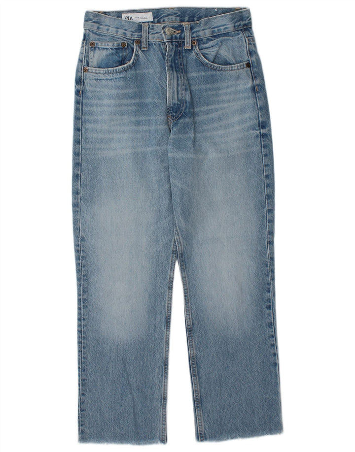 ZARA Calça jeans reta feminina cintura alta EU 36 XS W26 L26 azul algodão