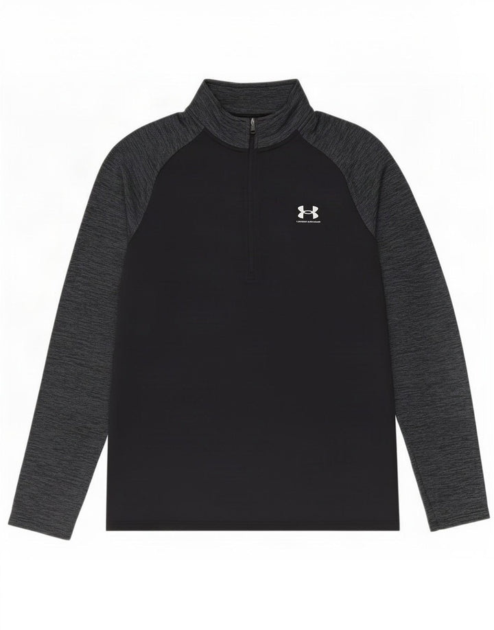Under Armour Masculino Zip Neck Pulôver Treino Top Pequeno Bloco Colorido Preto