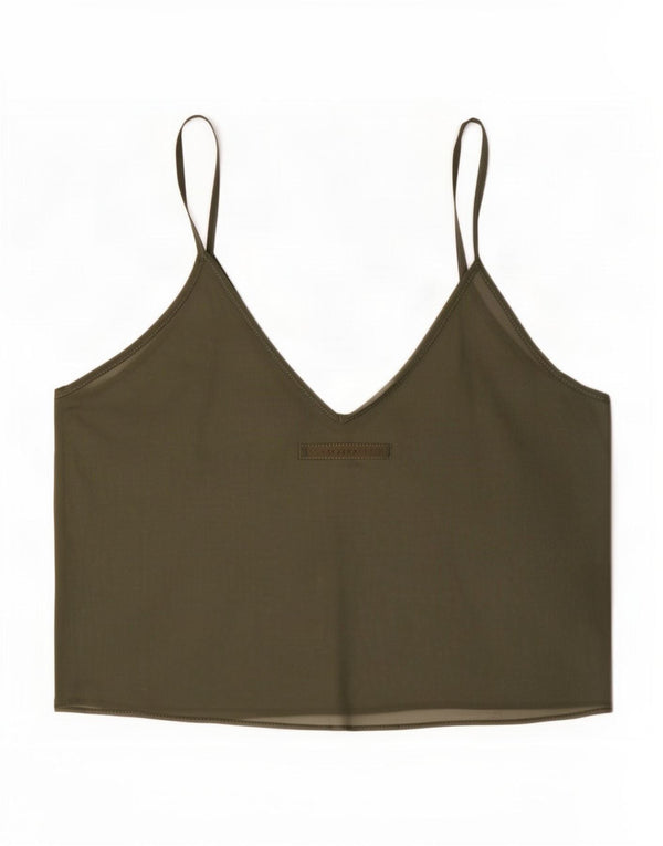 Zara Womens See Through Top Crop Reino Unido 12 Médio Caqui