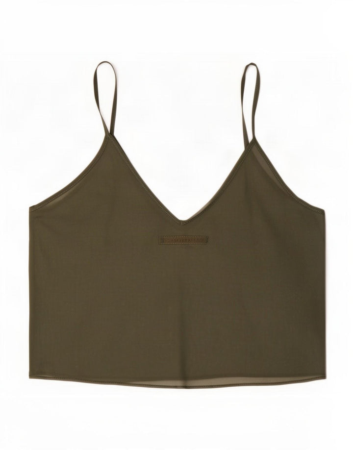 Zara Womens See Through Top Crop Reino Unido 12 Médio Caqui