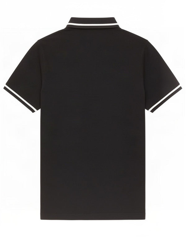 Camisa polo masculina Calvin Klein Jeans Slim Fit pequena listrada preta de algodão