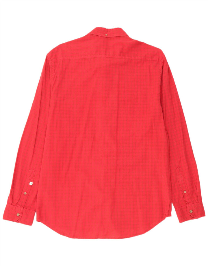 Camisa masculina Quiksilver Modern Fit de algodão xadrez vermelho médio