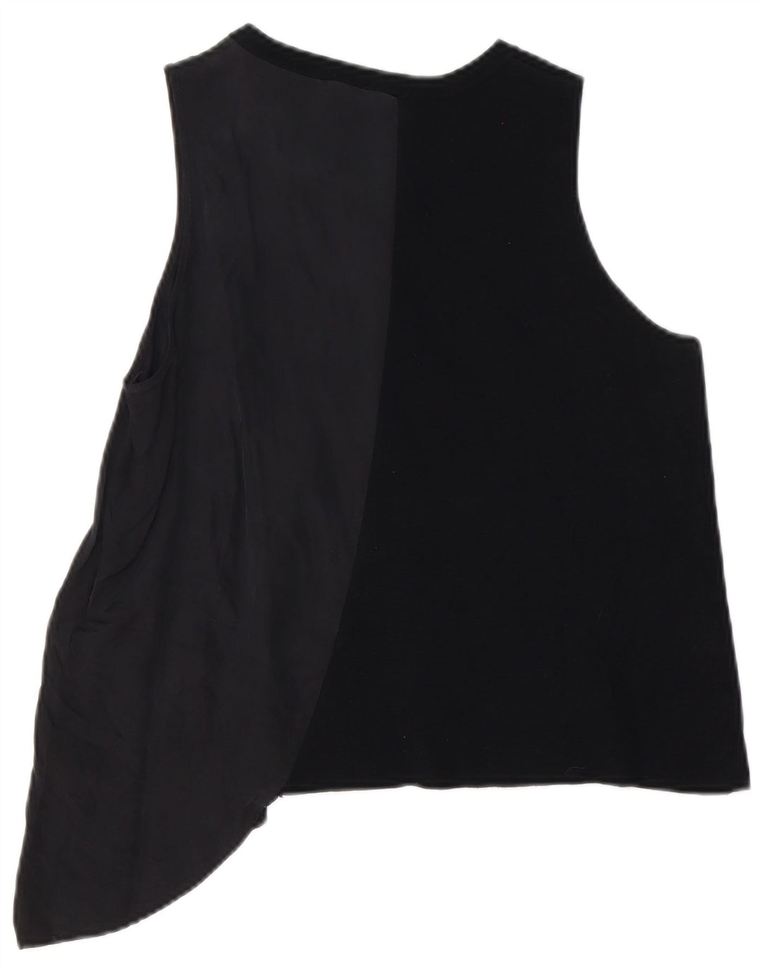 Top Zara feminino assimétrico com colete UK 16 grande preto Cupro