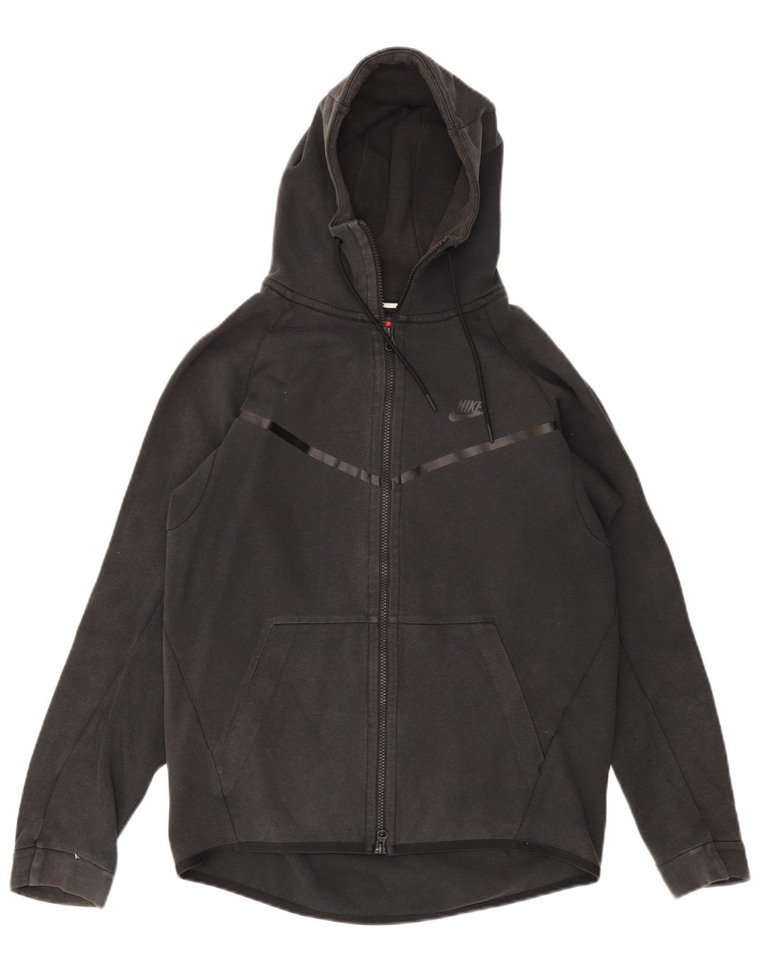Suéter masculino NIKE com capuz e zíper cinza médio algodão