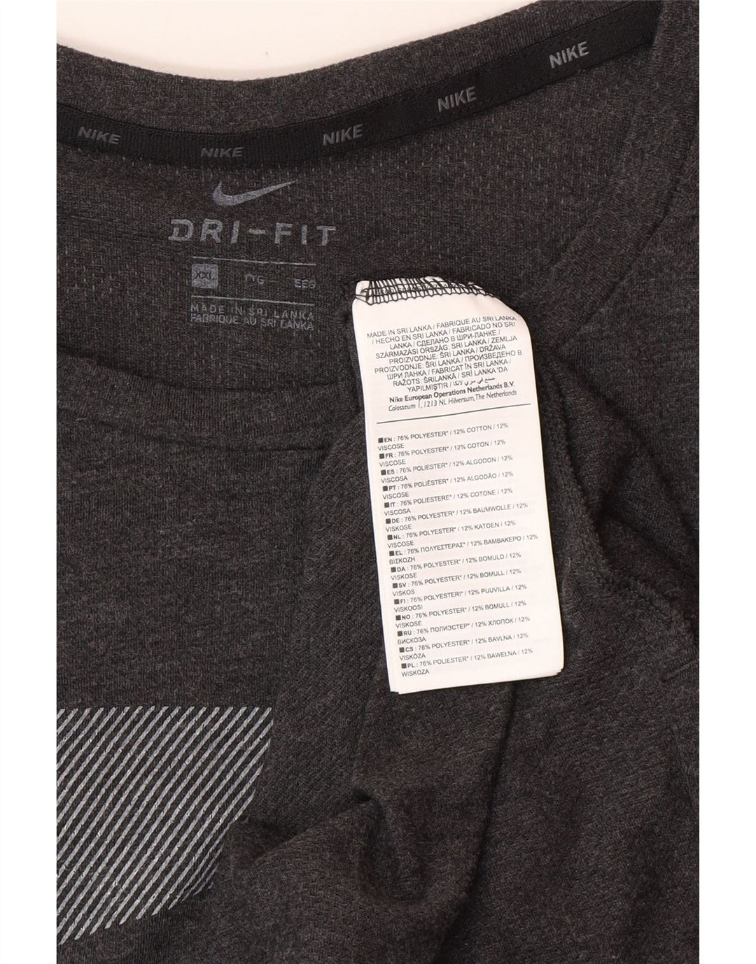 Camiseta masculina NIKE Dri Fit Graphic Top 2XL cinza risca de giz algodão