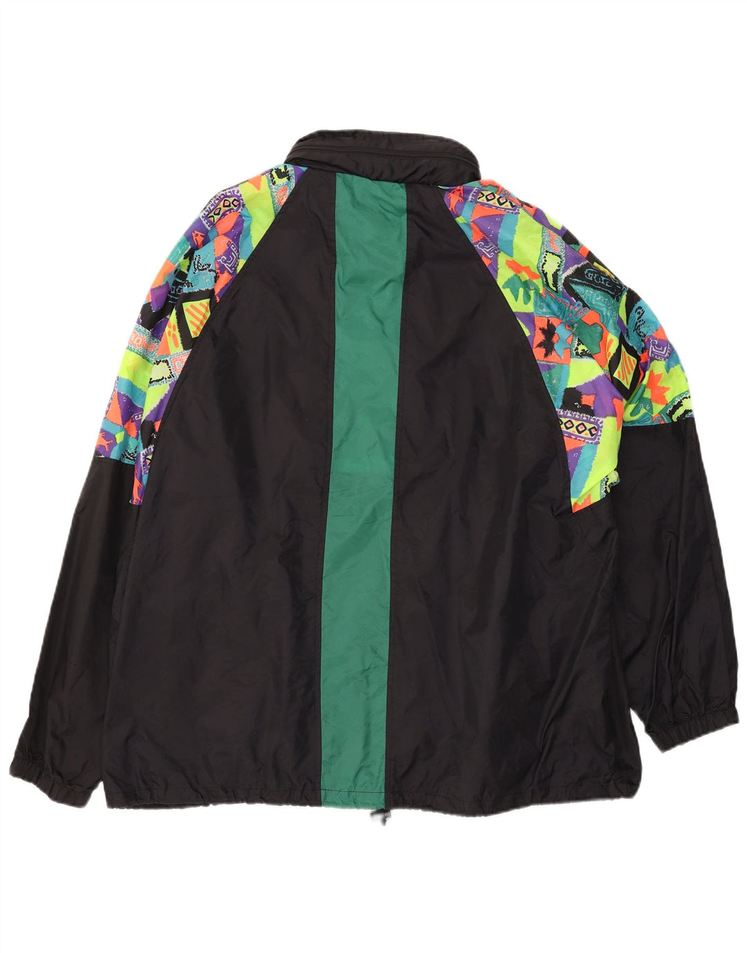 Jaqueta de chuva masculina VINTAGE com capuz UK 44 2XL preta geométrica