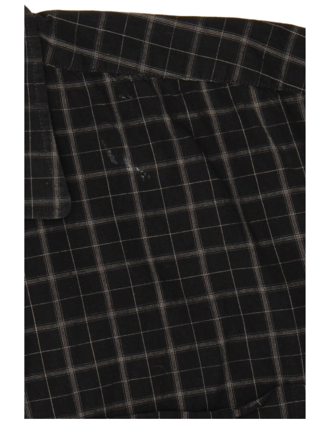 Camisa masculina de manga curta Pierre Cardin, algodão xadrez preto médio