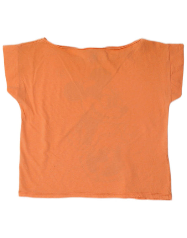 Camiseta feminina BENETTON com estampa Mickey Mouse Crop UK 14 médio laranja