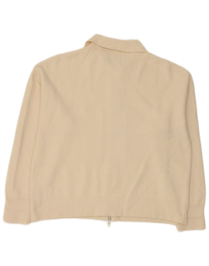 Suéter cardigã feminino grande Massimo Dutti Reino Unido 10 pequeno off white