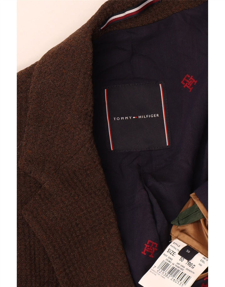 Jaqueta Blazer Masculina Tommy Hilfiger com 2 Botões IT 50 Grande Marrom Poliéster