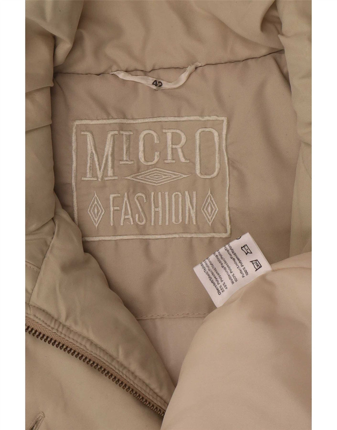 Casaco acolchoado de ajuste solto feminino vintage EU 42 poliéster bege grande