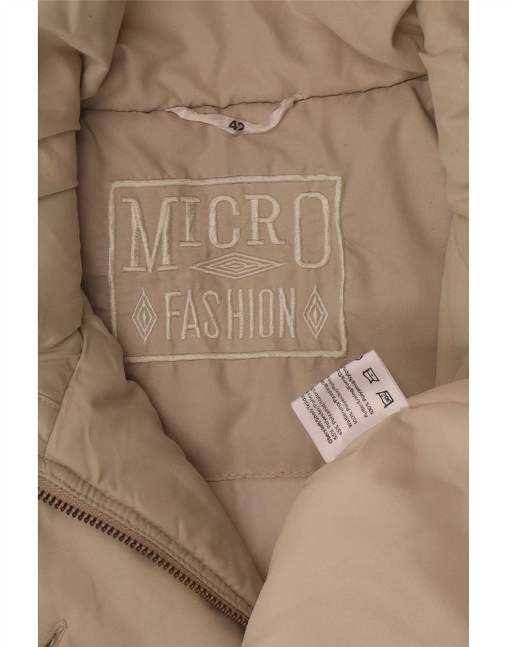Casaco acolchoado de ajuste solto feminino vintage EU 42 poliéster bege grande