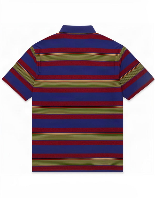 Camisa Polo Masculina Rodrigo IT 50 Algodão Listrado Azul Médio
