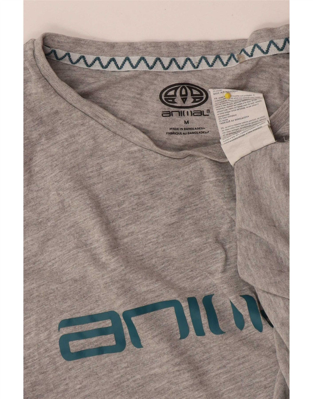 Camiseta Animal Masculina Gráfica Top Algodão Cinza Médio
