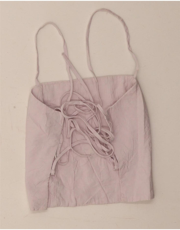 Zara Womens Crop Corset Top UK 8 Pequeno Modal Roxo