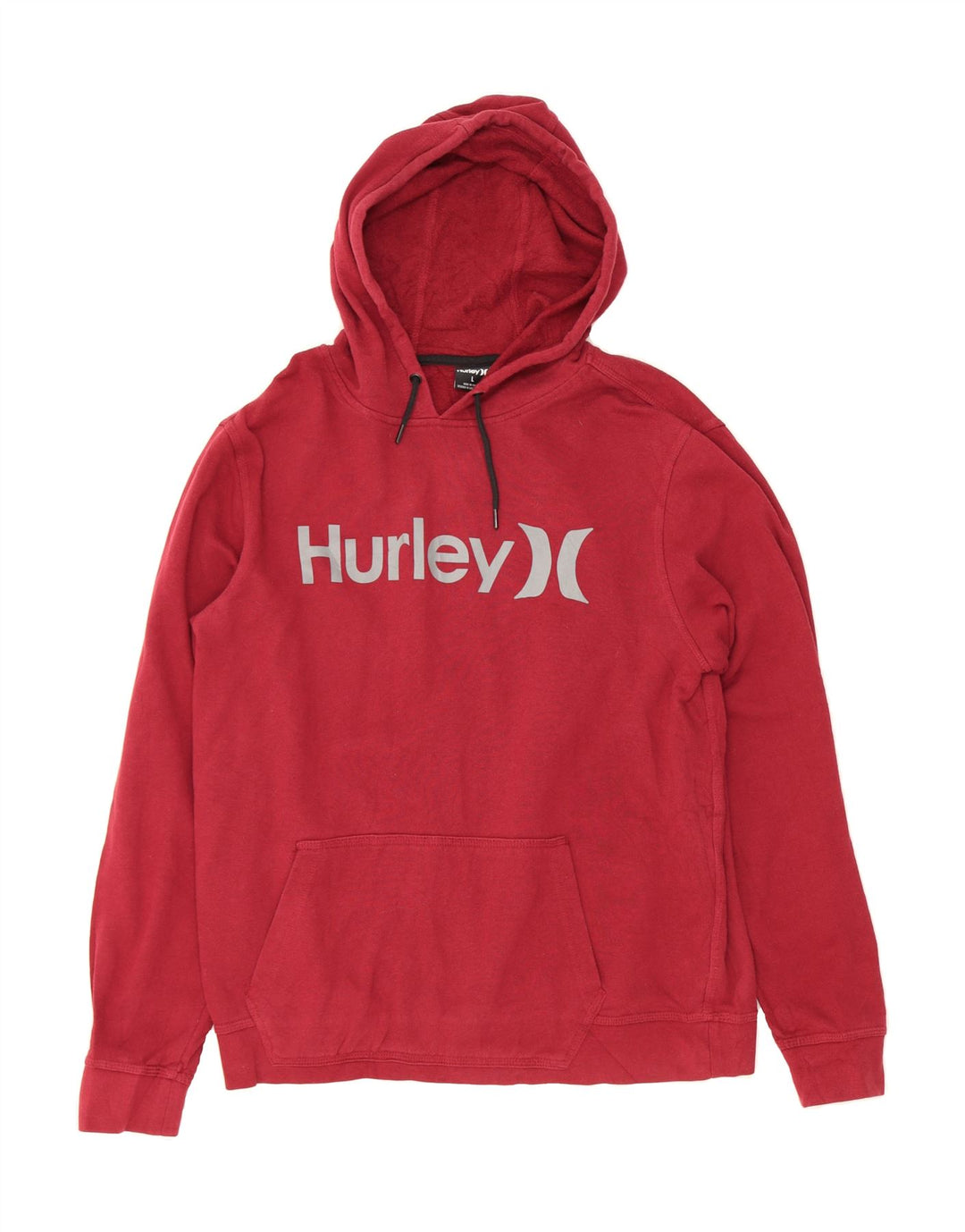 HURLEY Mens Graphic Hoodie Jumper Large Burgundy Cotton Vintage Hurley and Second-Hand Hurley from Messina Hembry 
