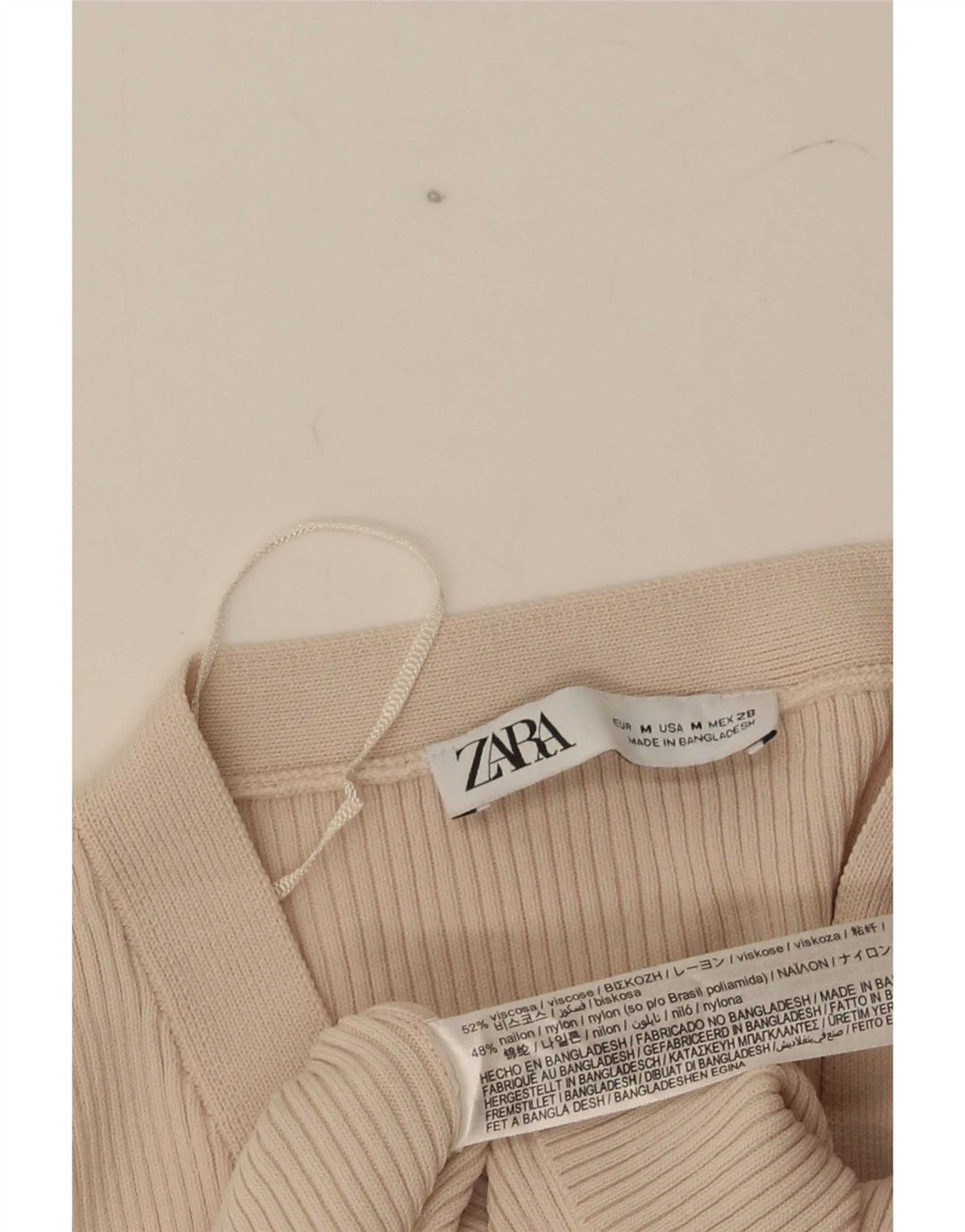 Zara Womens Crop Cardigan Top UK 12 Médio Bege Viscose