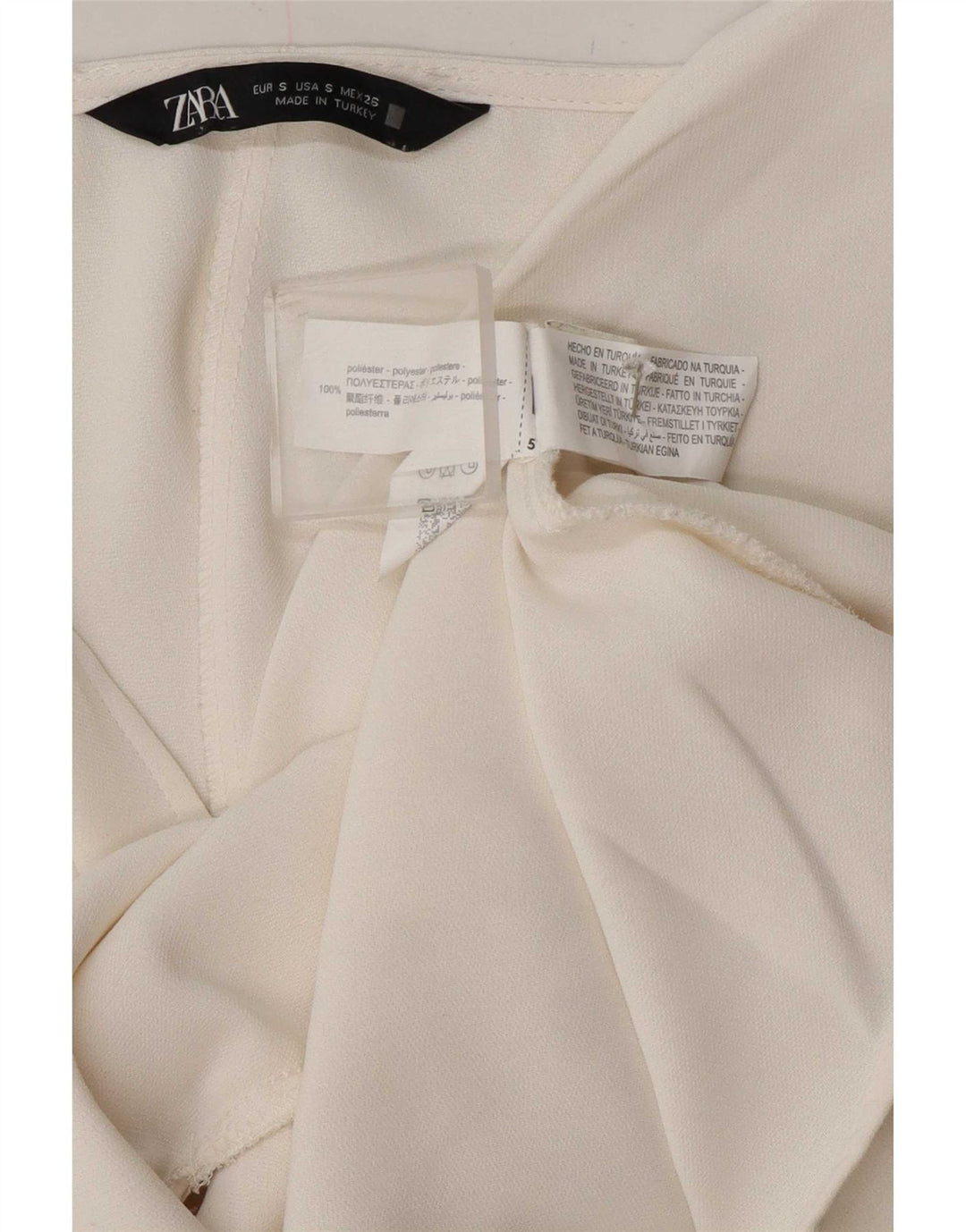 Blusa feminina Zara Top UK 10 pequeno poliéster branco