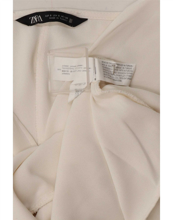 Blusa feminina Zara Top UK 10 pequeno poliéster branco