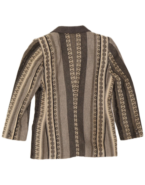 Jaqueta blazer feminina de 3 botões HEAVEN IT 46 grande lã geométrica cinza