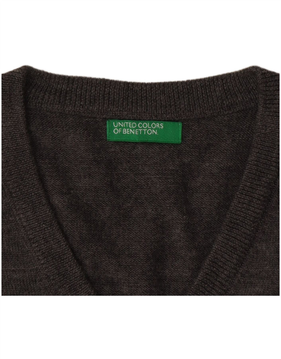 Suéter masculino BENETTON com decote em V grande cinza