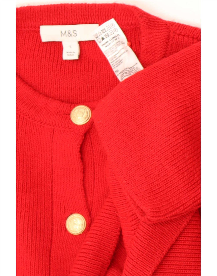 Suéter cardigã feminino grande da Marks & Spencer Reino Unido 16 grande acrílico vermelho