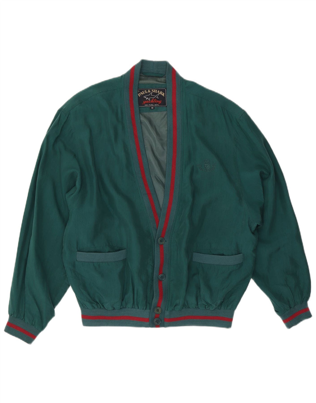 Jaqueta bomber masculina Paul & Shark Yachting UK 38 seda verde média