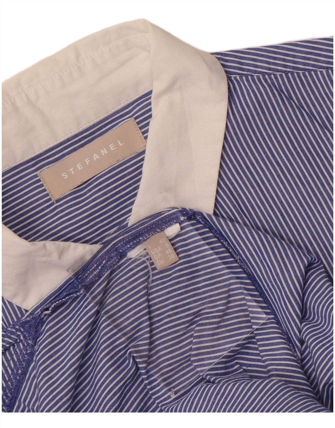 Camisa feminina STEFANEL IT 42 risca de giz azul médio