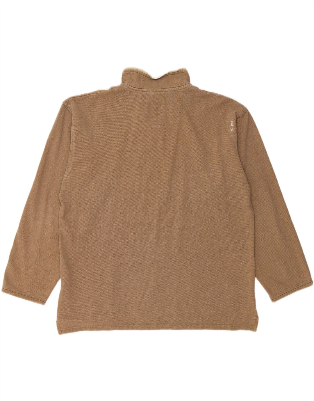 Fat Face Masculino Zip Neck Moletom Jumper Médio Algodão Bege