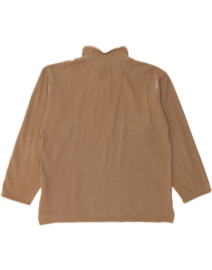 Fat Face Masculino Zip Neck Moletom Jumper Médio Algodão Bege