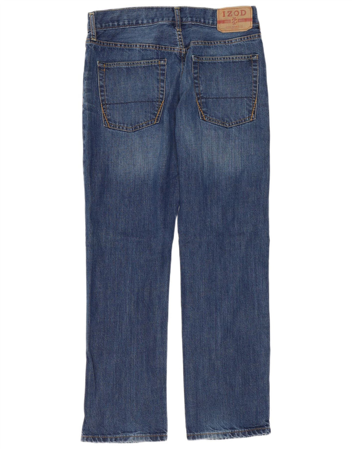 IZOD Calça jeans reta masculina W32 L30 algodão azul