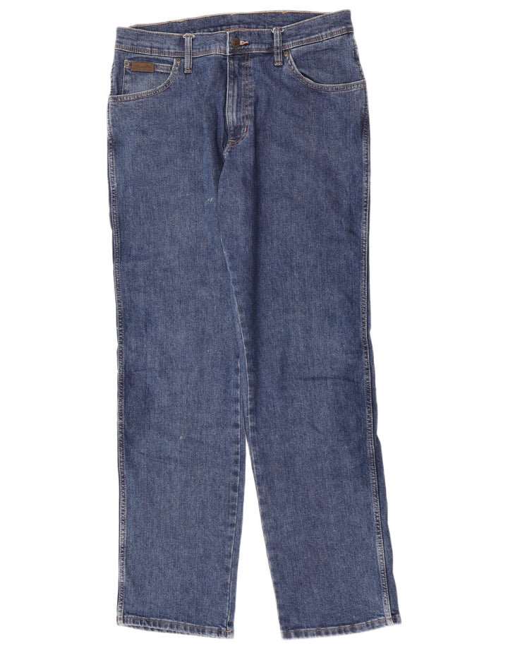 Wrangler Mens Regular Fit Jeans Reta W33 L34 Azul Algodão