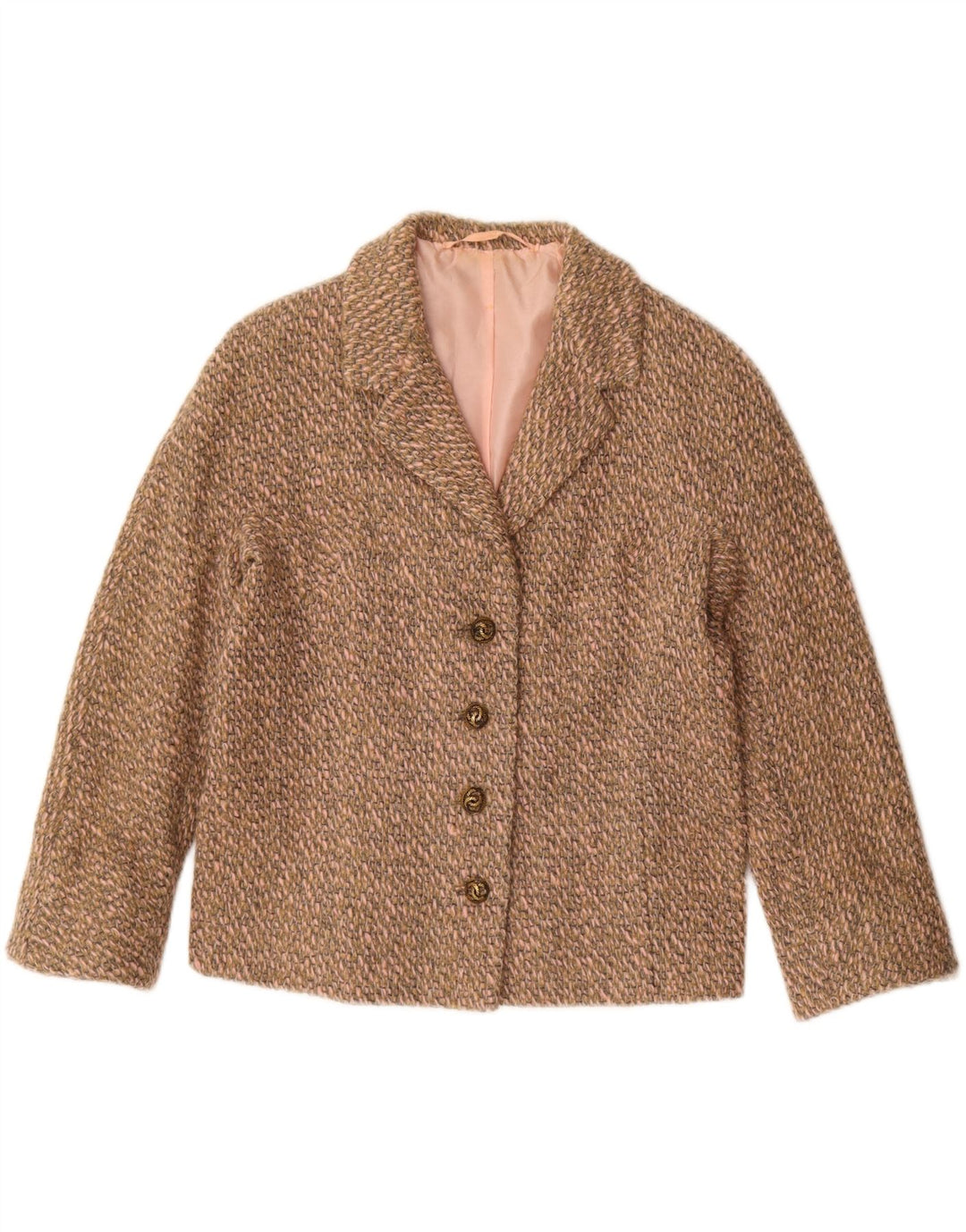 Jaqueta blazer vintage feminina com 4 botões Reino Unido 16 grande marrom