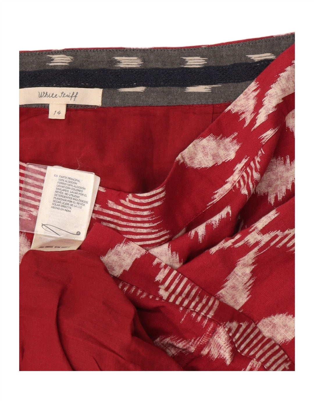 Mini saia feminina White Stuff Reino Unido 14 grande W34 algodão floral Borgonha