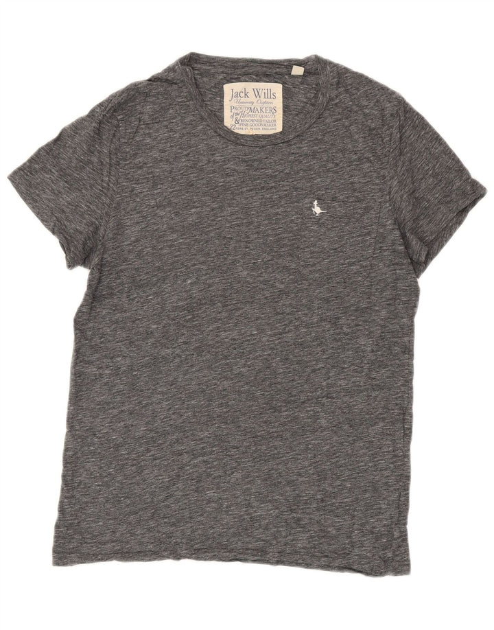 Camiseta masculina Jack Wills Top algodão manchado cinza médio