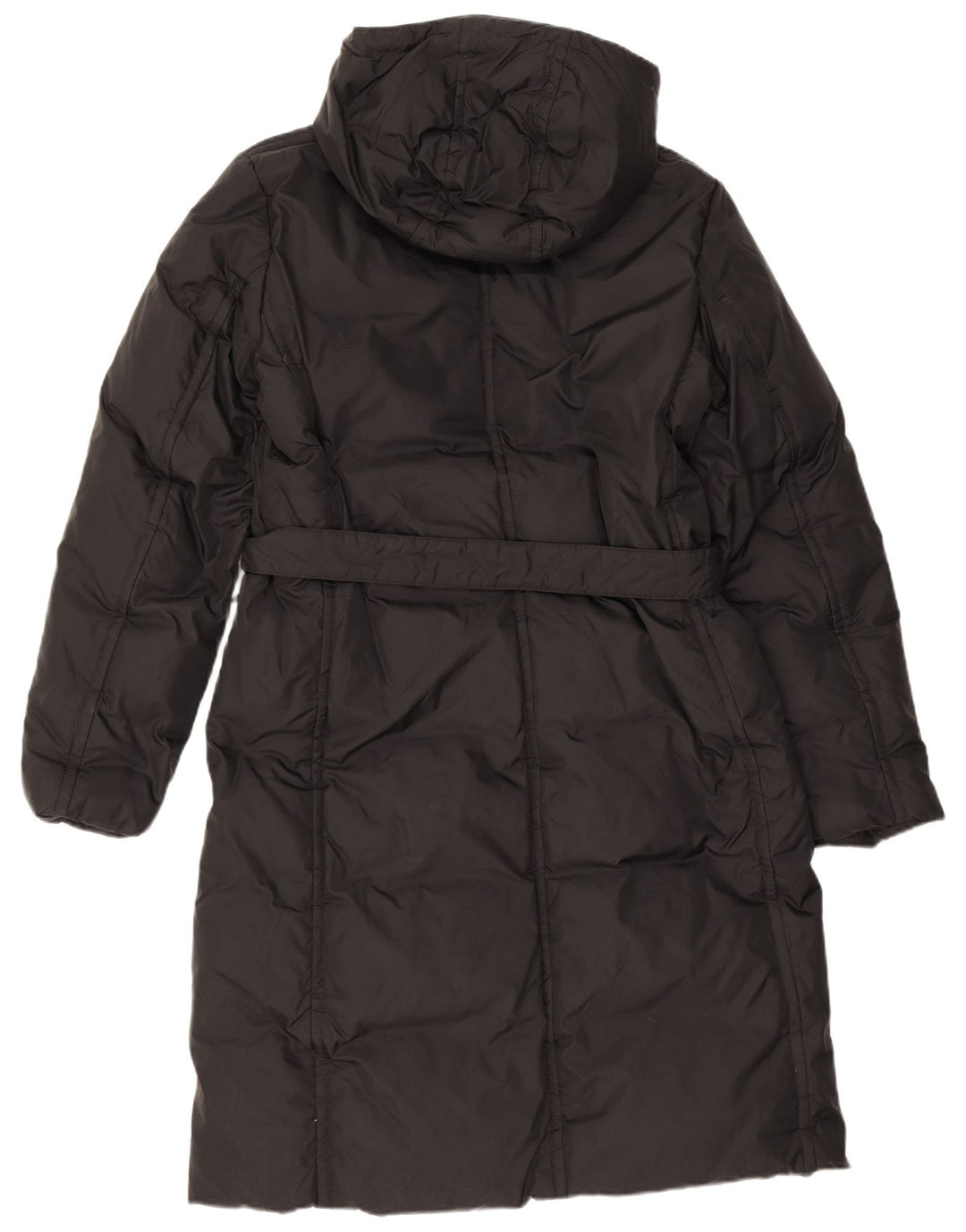 Casaco acolchoado com capuz feminino Benetton UK 16 grande poliamida preta