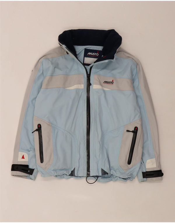 Jaqueta de chuva feminina com capuz grande Musto Reino Unido 10 bloco colorido azul pequeno